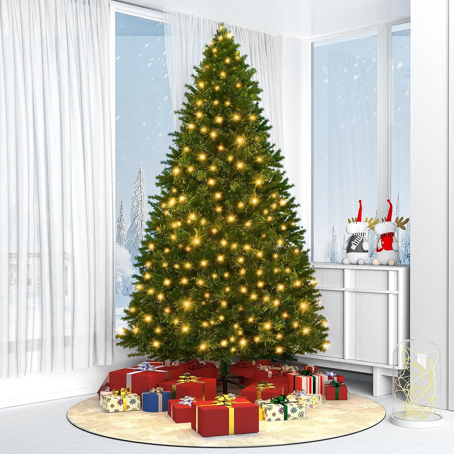LEVELEVE 6ft/7.5ft Pre-Lit Christmas Tree | 1000 Tips, 250 LED