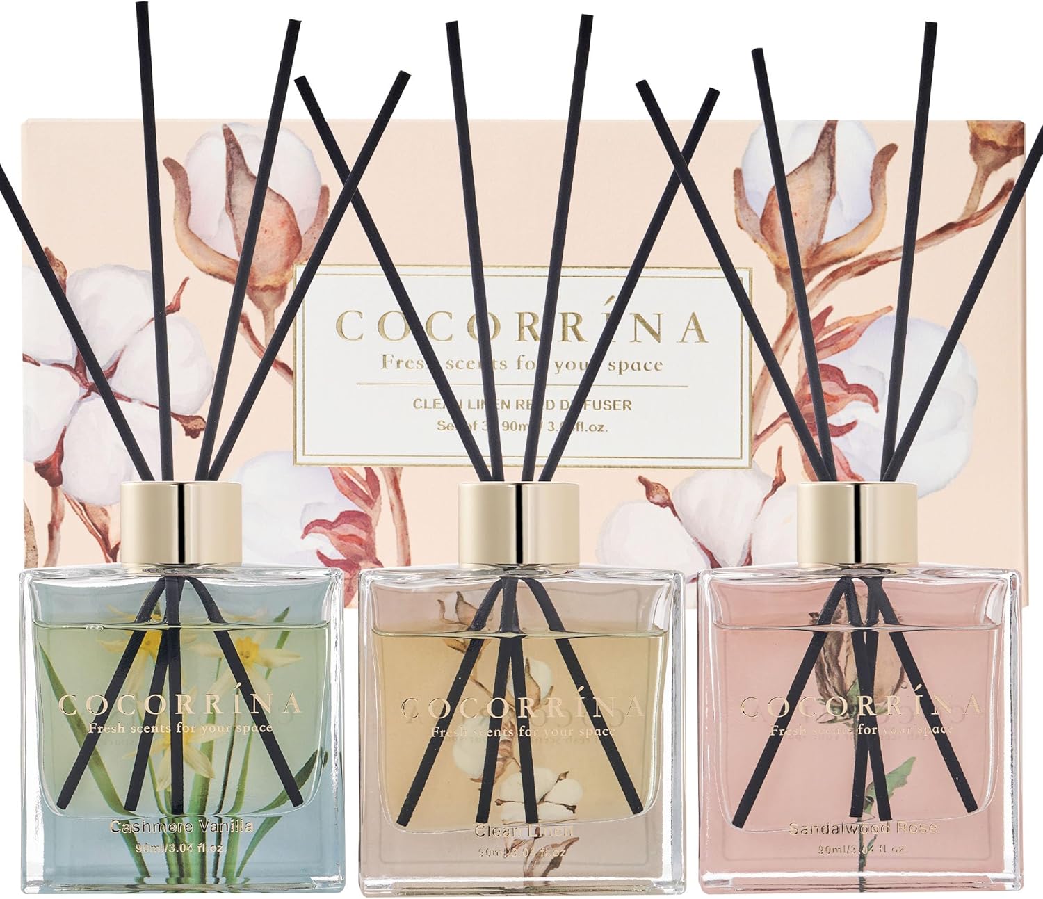 COCORRÍNA 3pk Reed Diffuser Set - 3.04oz Each